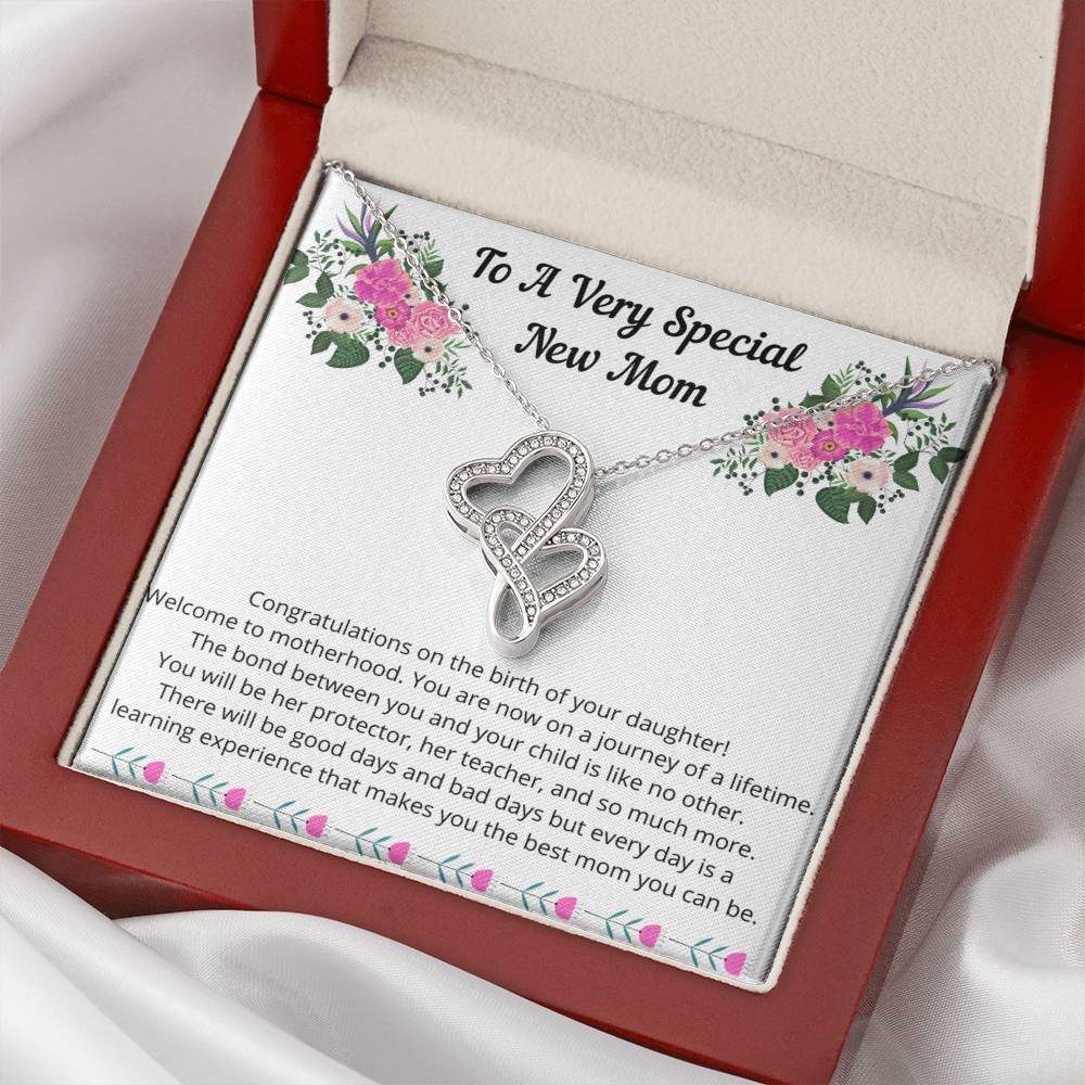 New Mom Gift Jewelry First Time Mom Gift First Mother's Day Gift For New Mom Daughter New Mommy Gift Girl Double Hearts Necklace