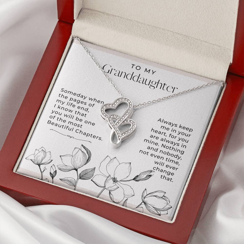 Granddaughter Most Beautiful Chapters Double Heart Necklace Double Hearts Necklace