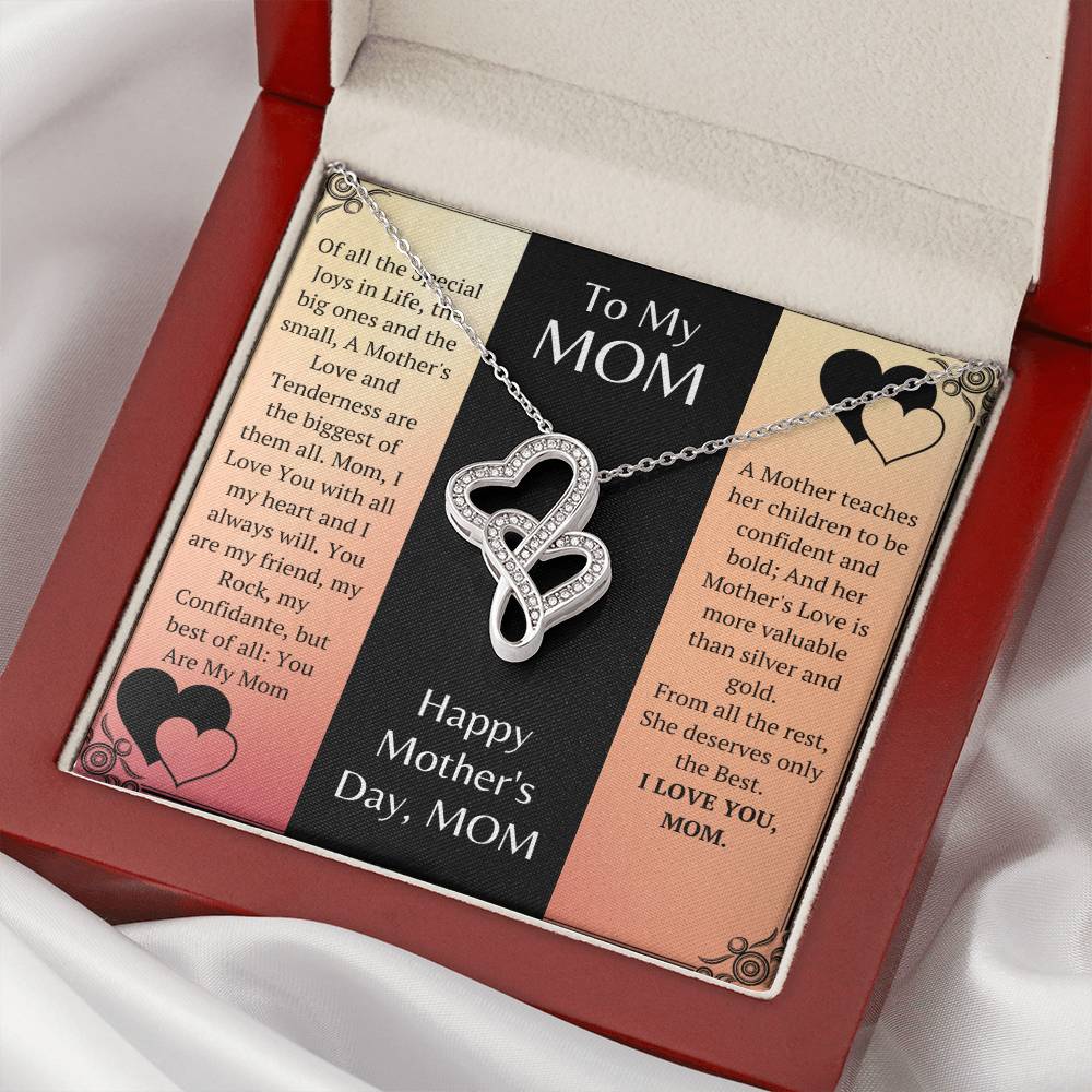 The Stunning  A Beautiful Mother's Day Gift. Double Hearts Necklace