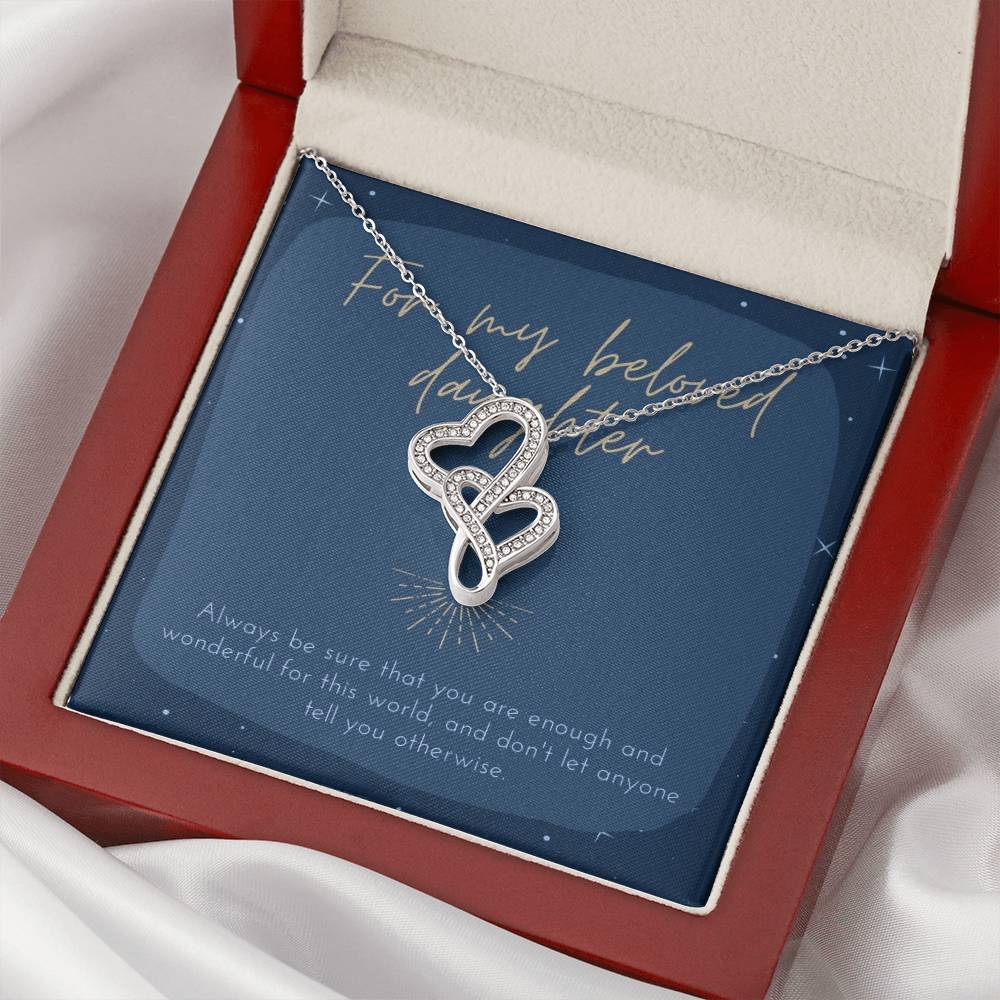 For My Beloved Daughter Double Hearts Necklace