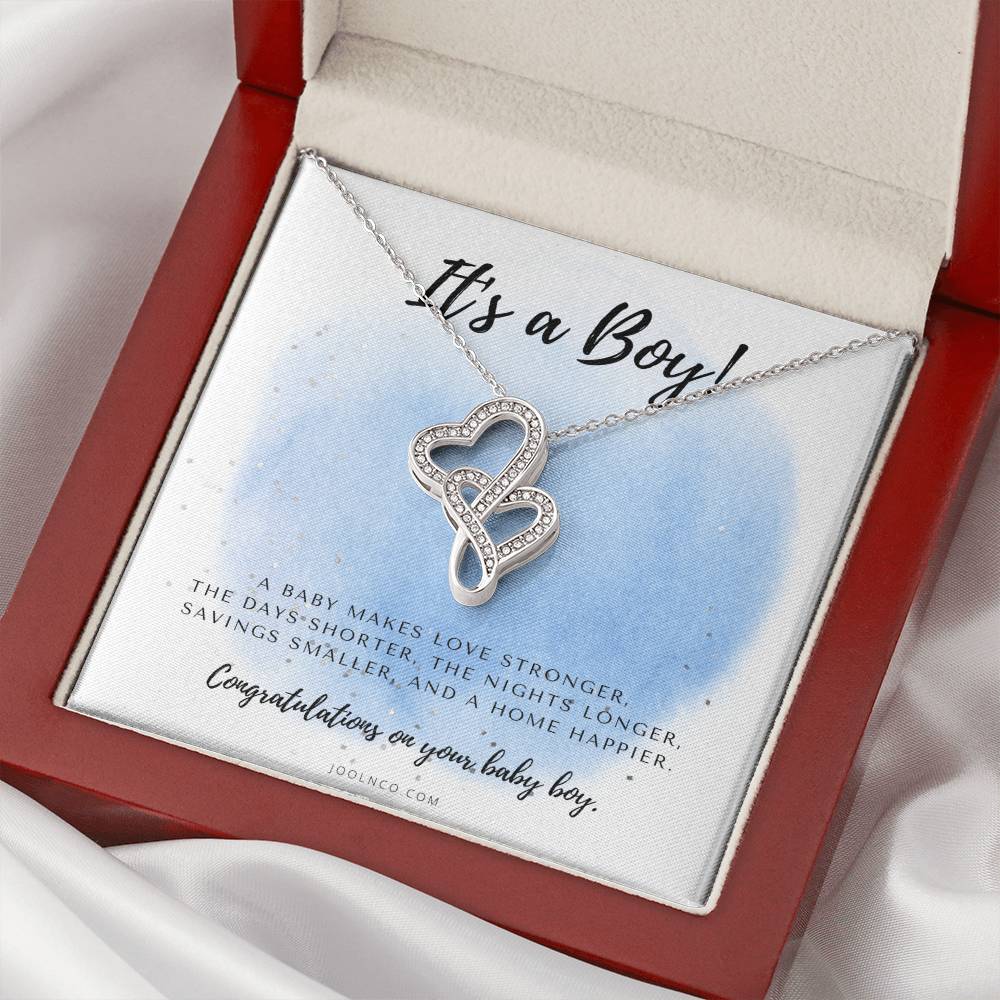 It's A Boy Necklace Gift For Mom  Baby Boy Congratulations  Baby Boy Shower Gift For Mom  New Mom Necklace  New Mom Gi 1 Double Hearts Necklace