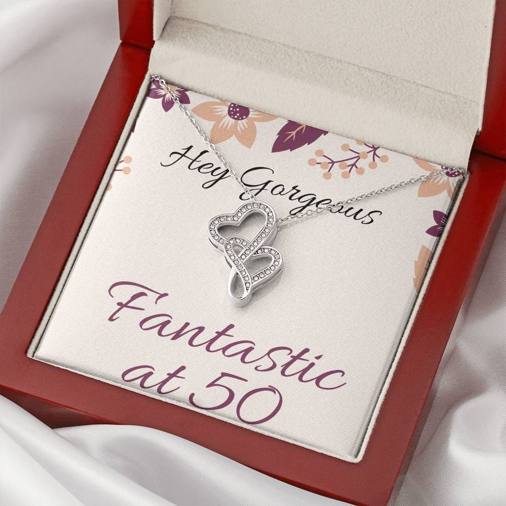 Fantastic At 50--- Double Hearts Necklace