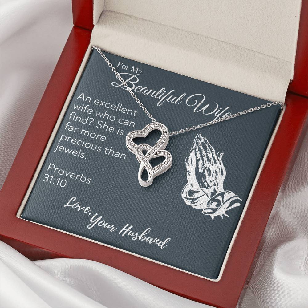 To My Beautiful Wife Necklace  Anniversary Gift For Wife Birthday Gift For Wife Gift For Wife Necklace For Wife Gift F Double Hearts Necklace