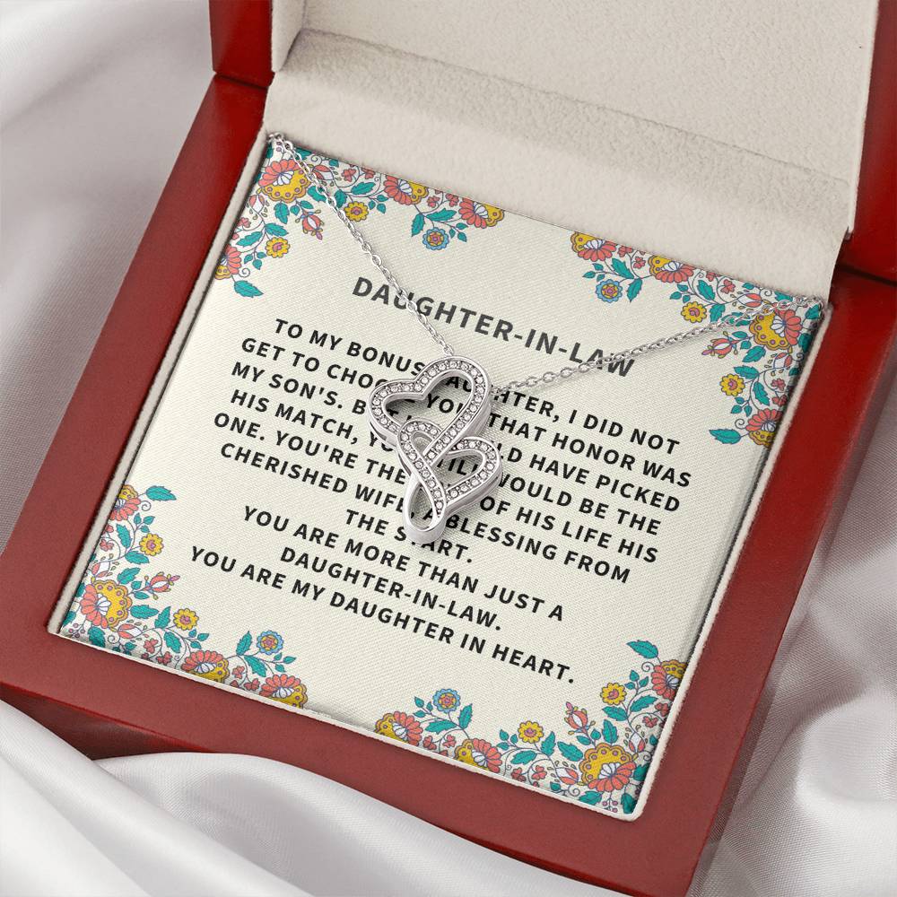 Daughter-In-Law Gift Necklacewedding Giftjewelry From Mother-In Lawgift For Bridenecklacepersonalized Necklace Family  Double Hearts Necklace