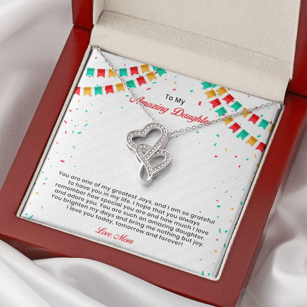 To My Daughter Hearts Necklace Double Hearts Necklace