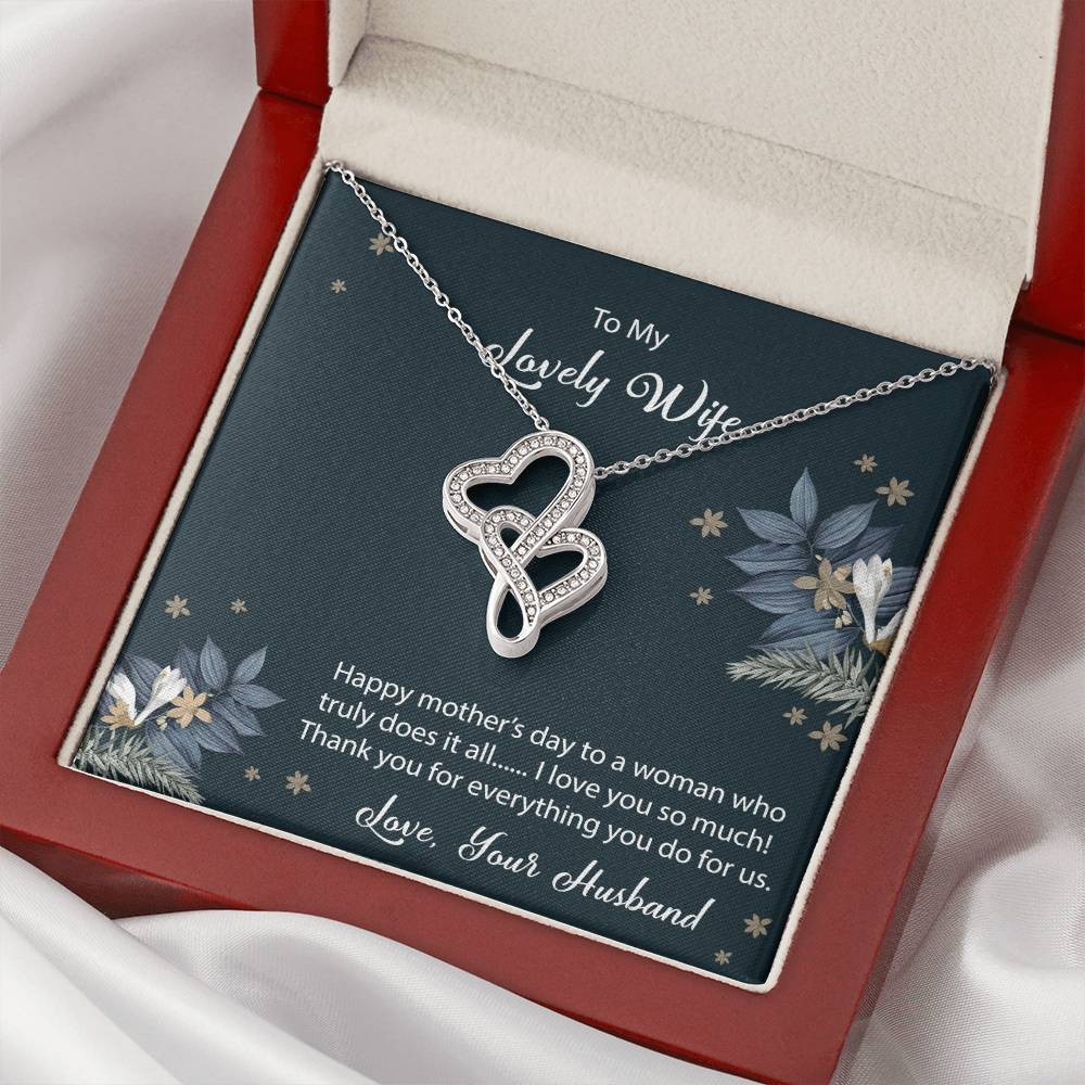 Happy Mother's Day My Wife Double Hearts Necklace