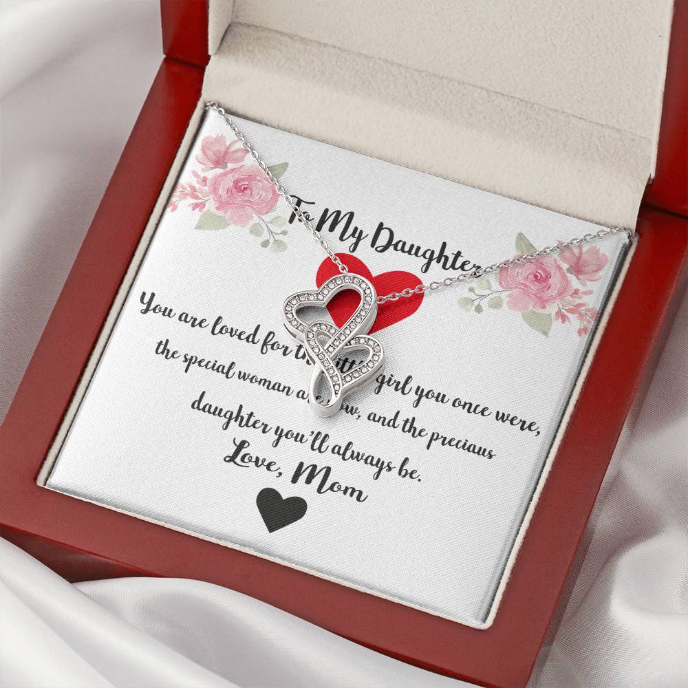 To My Daughter You Are Loved Double Hearts Necklace