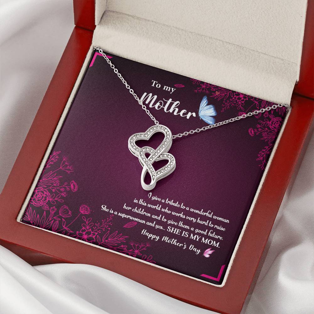 To My Mom 3 Double Hearts Necklace