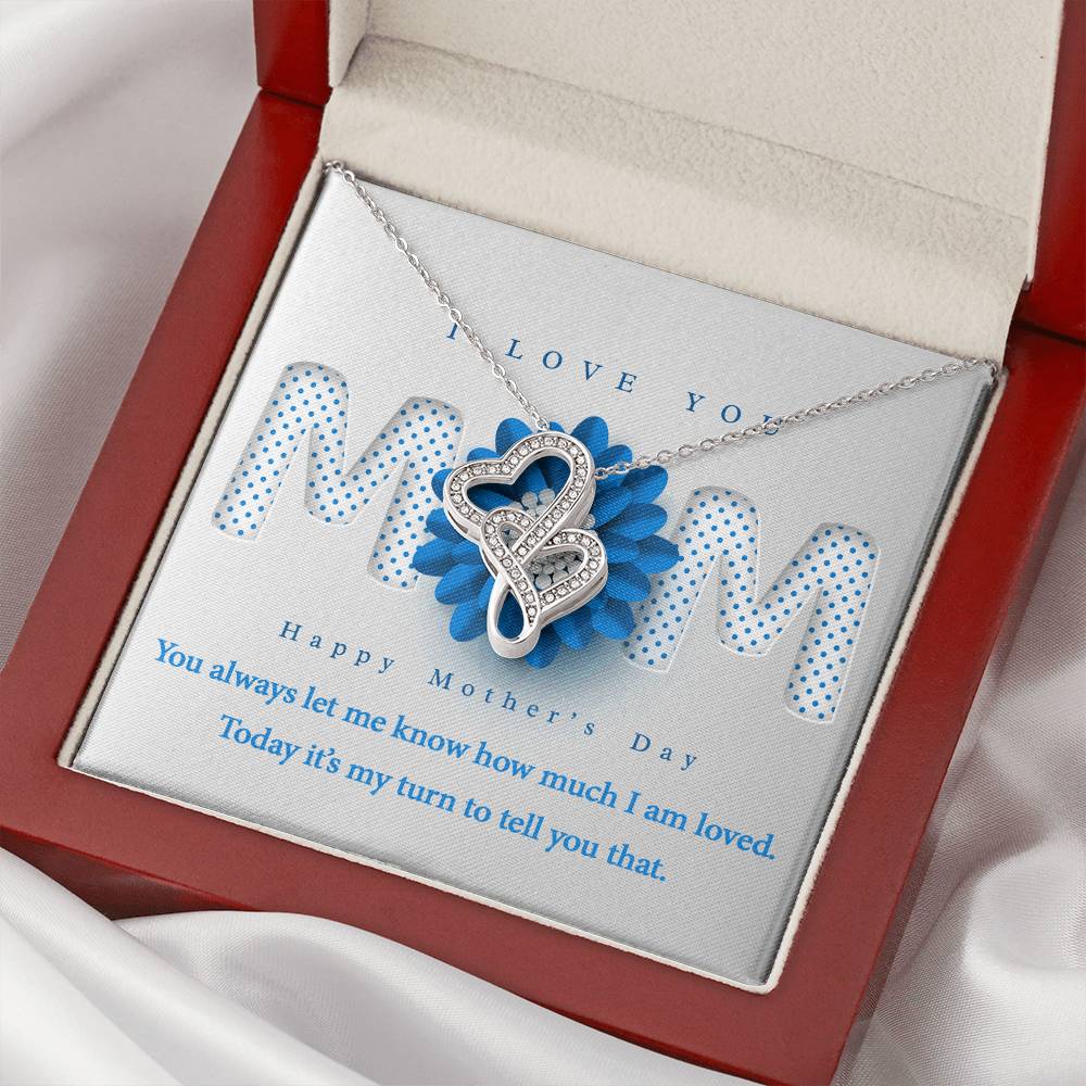 I Love You Mother's Day Gift From Daughter Or Son Double Hearts Necklace