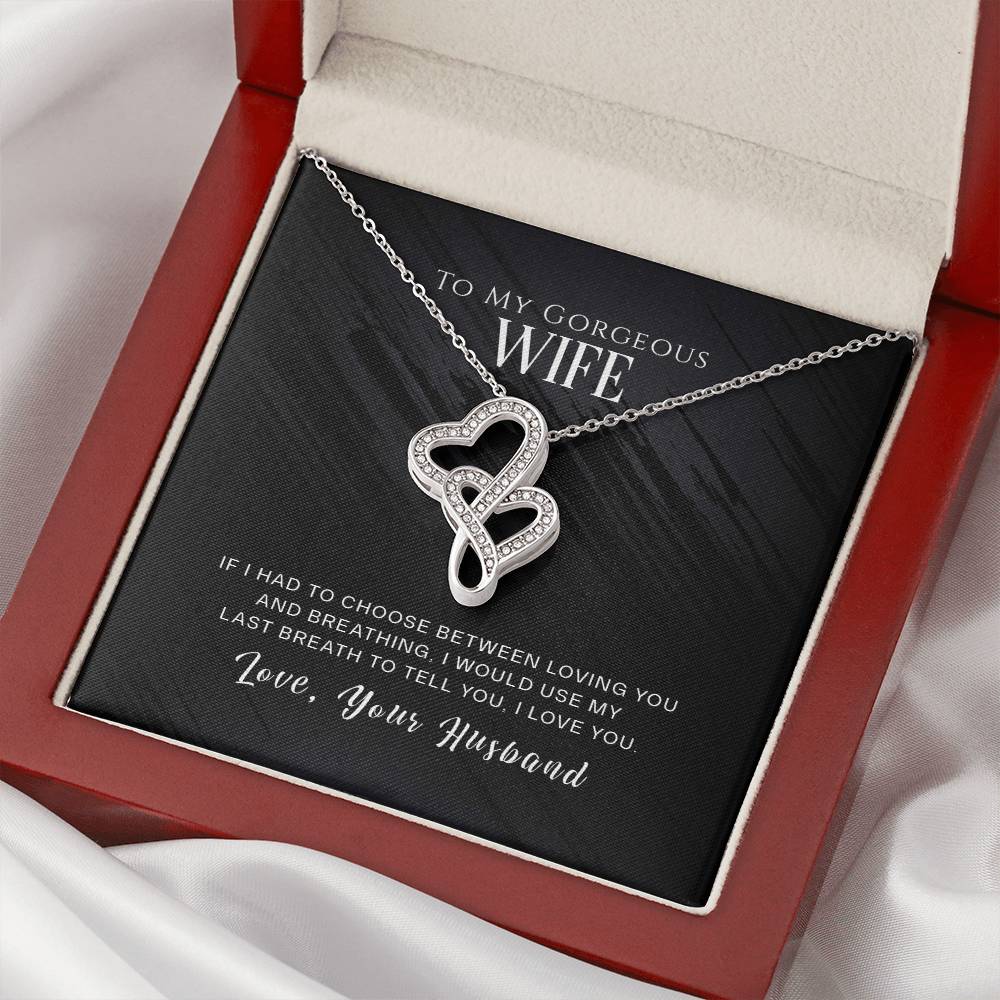 To My Dear Wife Double Hearts Necklace