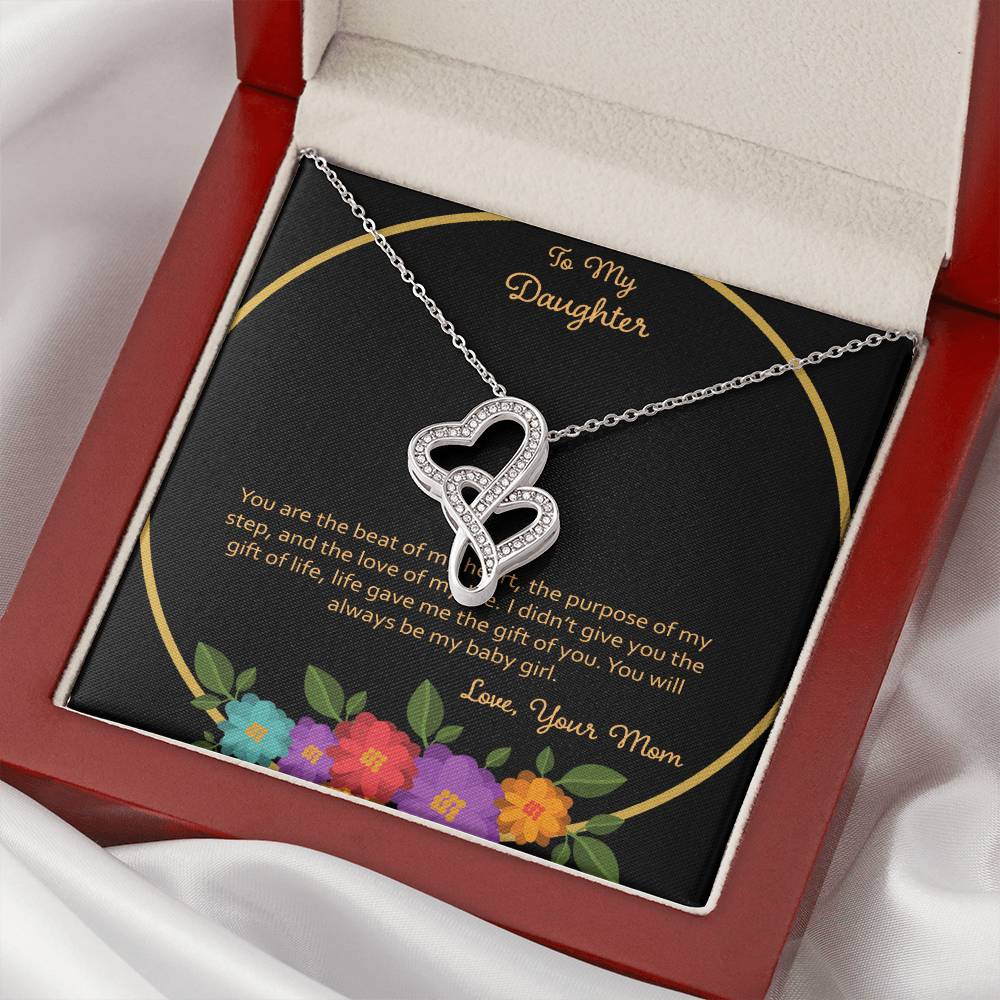 To My Daughter You Are The Beat Of My Heart - Love Mom Double Hearts Necklace