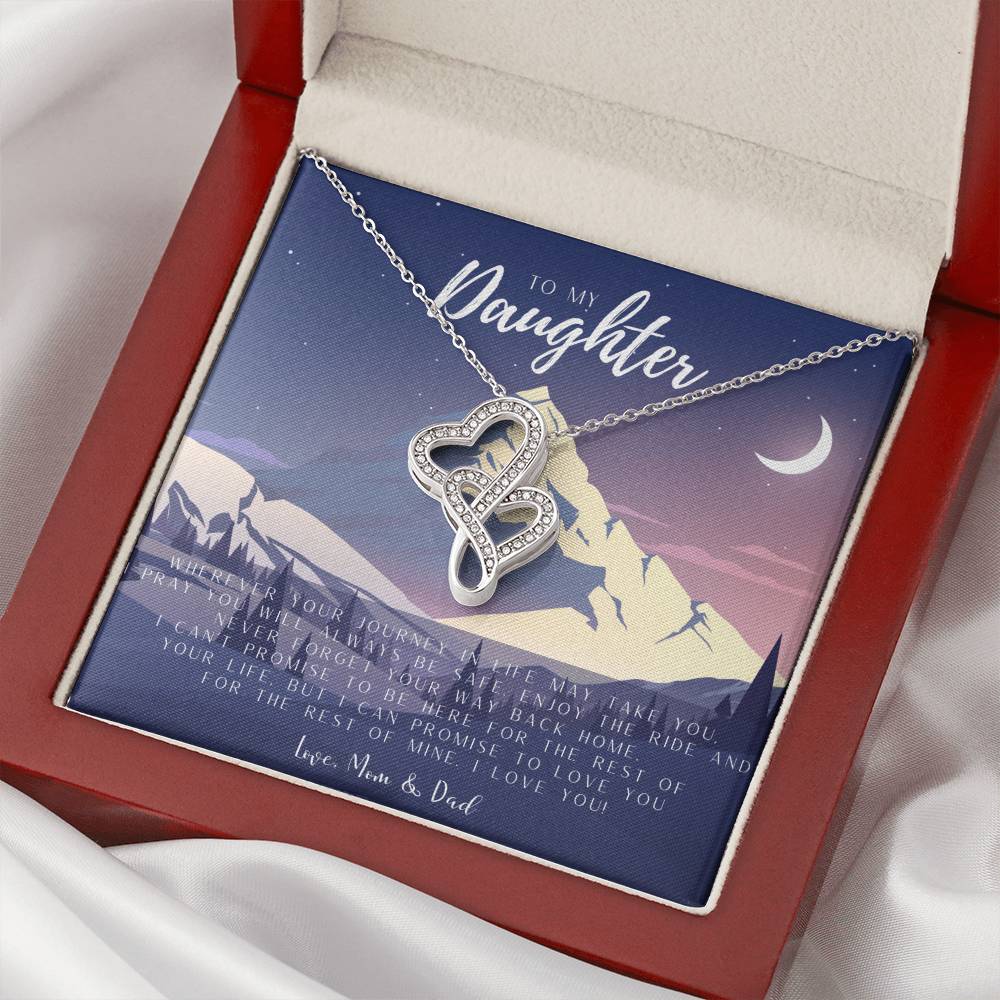 To My Daughter Necklace - Mom To Daughter Double Heart Necklace Gift - Daughter Mother's Day Gift - To My Daughter Nec Double Hearts Necklace