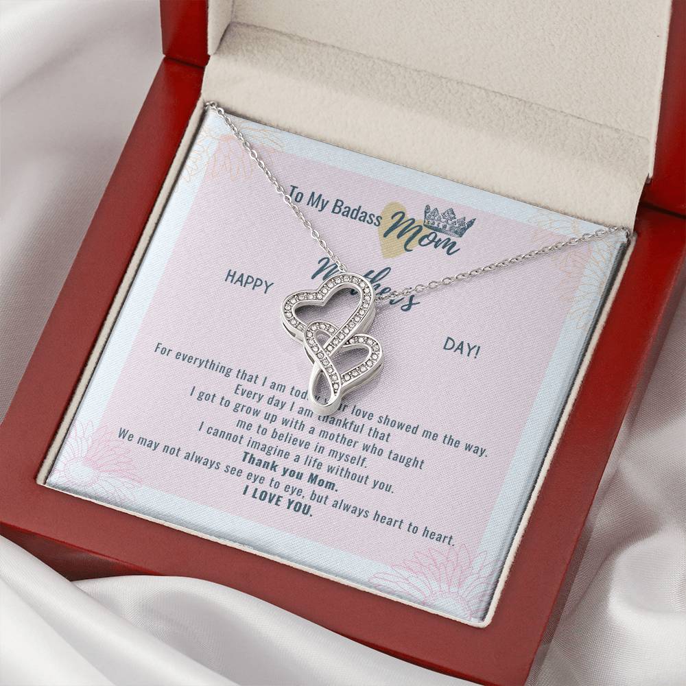 To My Badass Mom On Mother's Day  Double Hearts Necklace