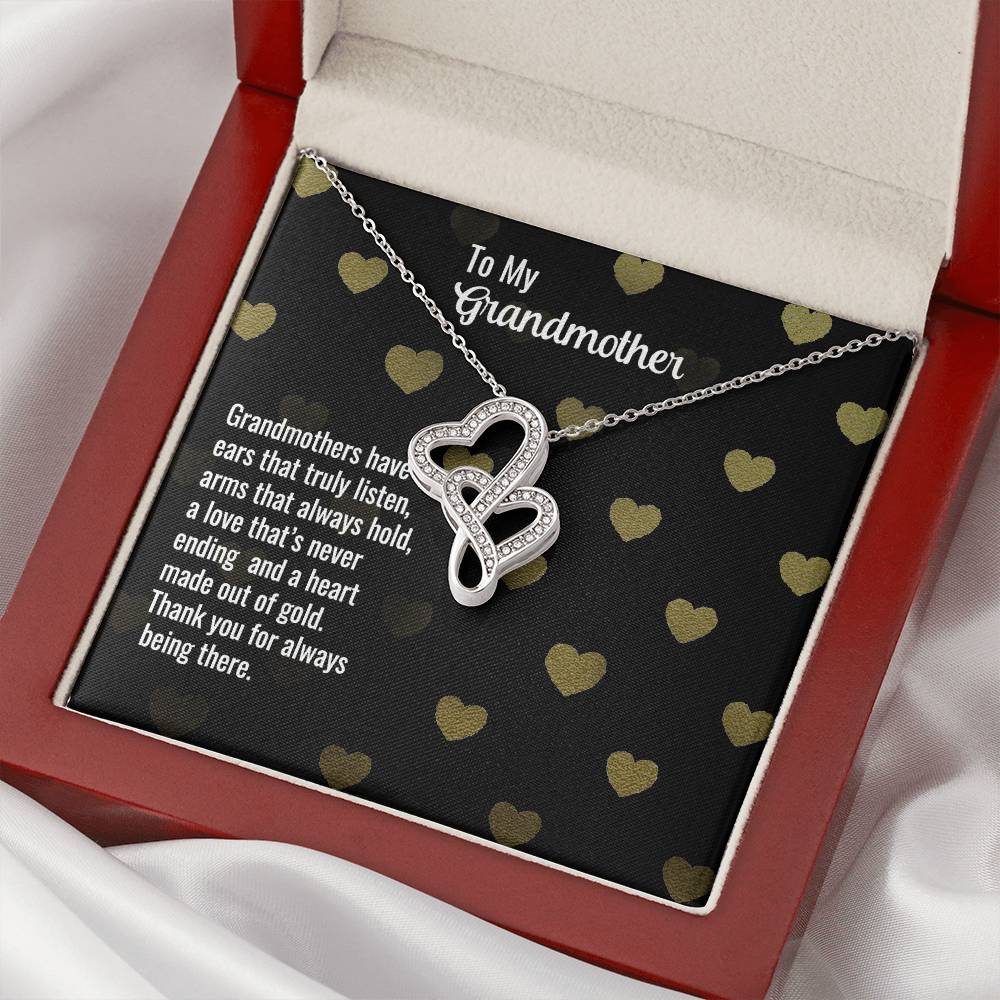 To My Grandmother -  Double Hearts Necklace