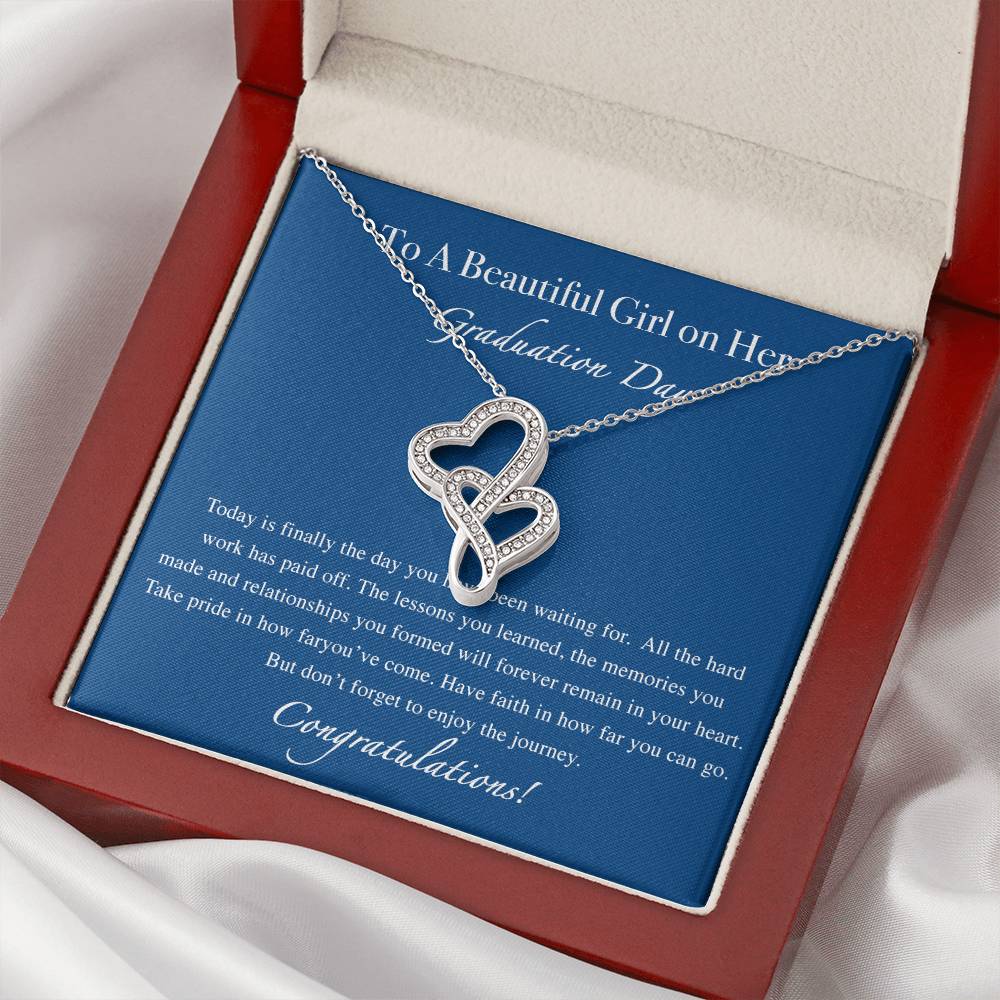A Beautiful Girl On Her Graduation Day Necklace - Graduation Gift Necklace - Graduation Gift For Her - College Graduat 1 Double Hearts Necklace