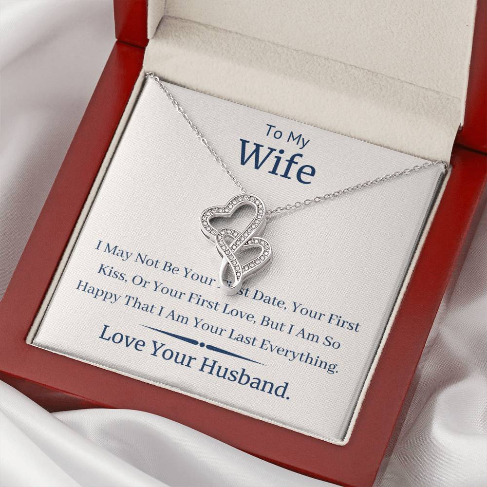 To My Wife Necklace Last Minute Birthday Gift Deep Love Messages For Wife Romantic Wife Gift Husband To Wife Necklace  Double Hearts Necklace