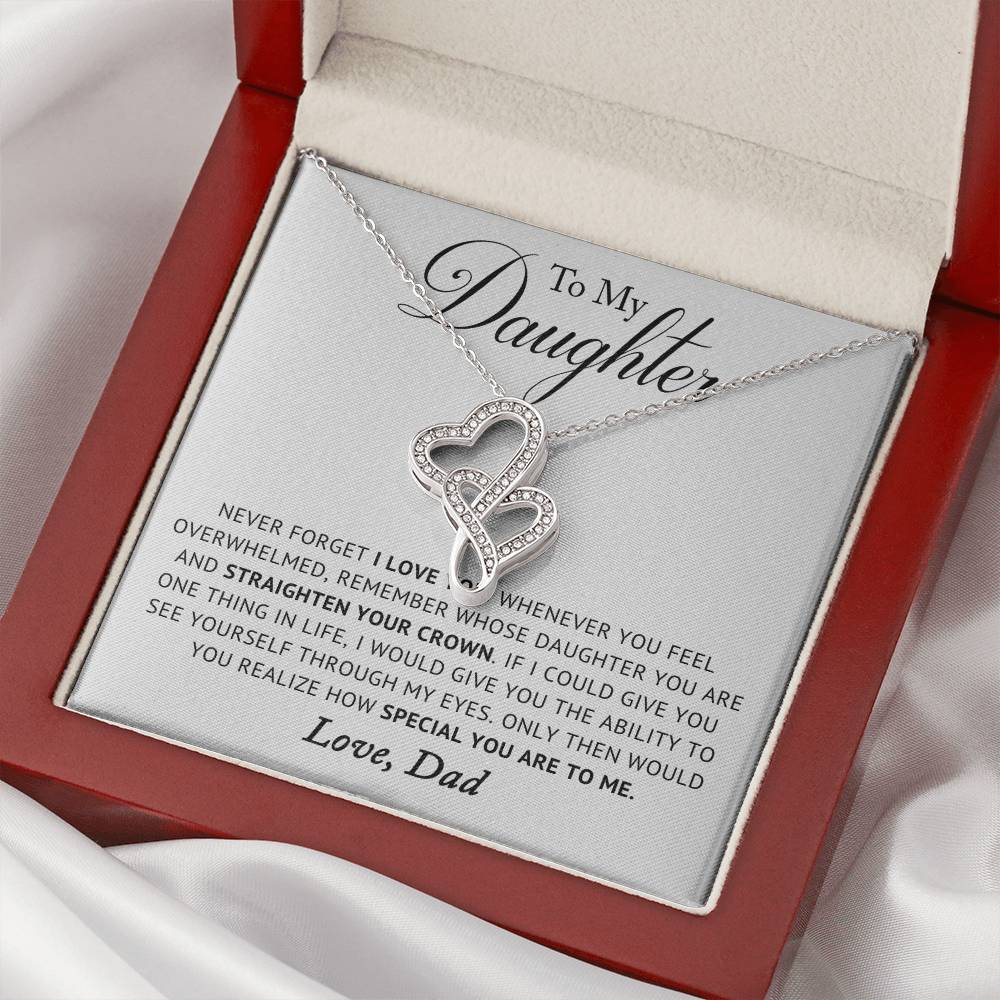 To My Daughter From Dad Necklace - I Can Promise To Love You For The Rest Of Mine Birthday Gift Graduation Gift For Da Double Hearts Necklace