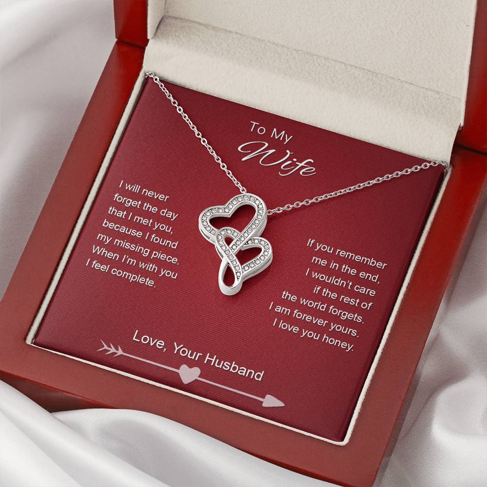 To My Wife - Missing Piece - Necklace Double Hearts Necklace