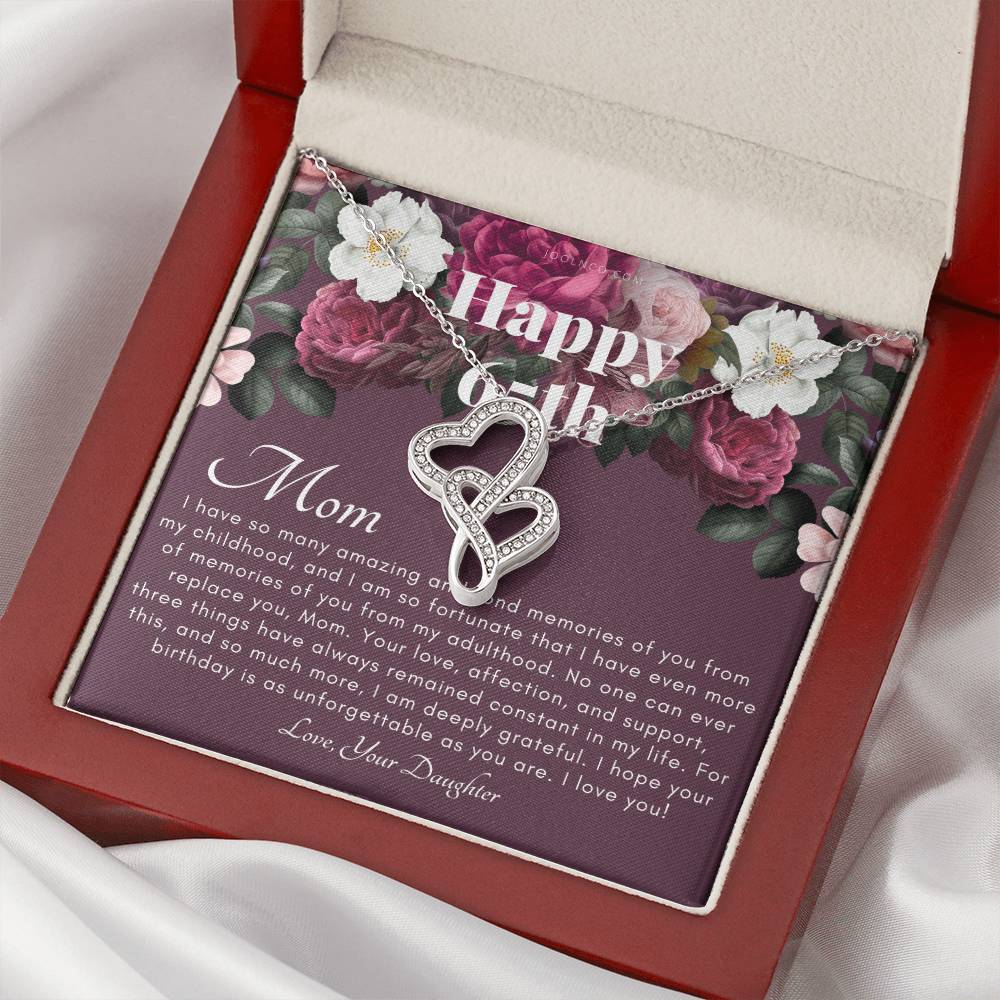 Mother's 65Th Birthday Gift  Gift For Mom On Her Birthday  Gift For Mom From Daughter  Mom Necklace  Best Mom Gift Mes 1 Double Hearts Necklace