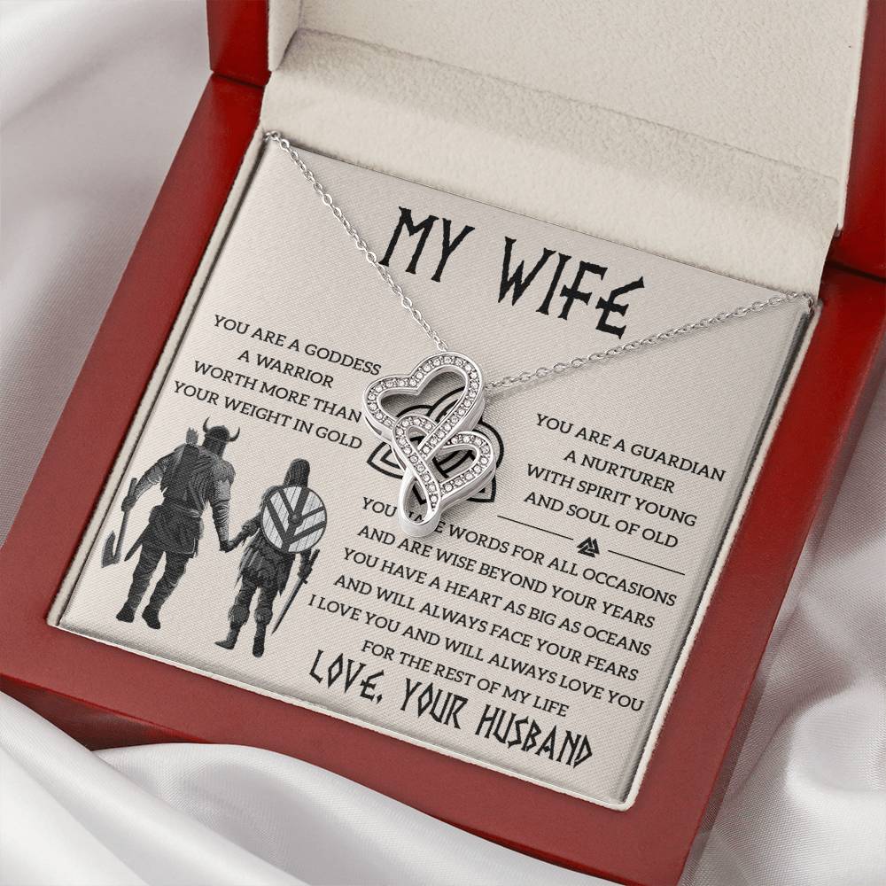 Shieldmaiden Necklace For Your Wife - To My Stunning Soulmate  Jewelry Gifts For Her Unique Romantic Gift Soulmate Jew Double Hearts Necklace