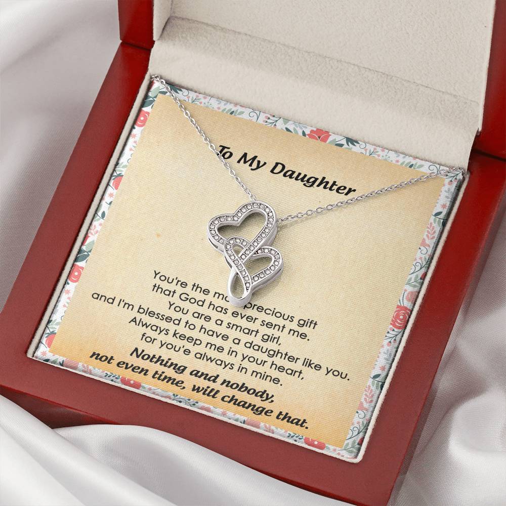 To My Daughter Necklace - Mom To Daughter Double Heart Necklace Gift - Mom And Daughter Always Remember Gift From Mom  Double Hearts Necklace