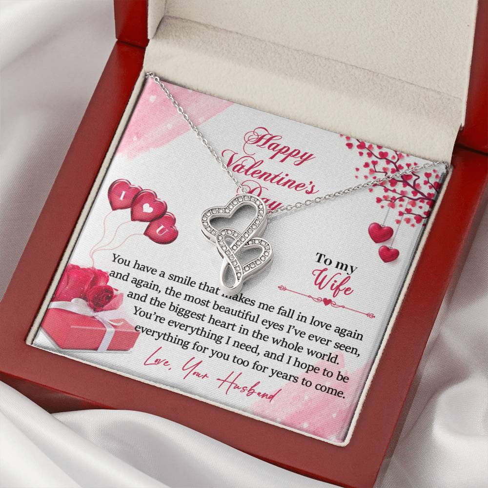 To My Wife - I Love You Double Hearts Necklace
