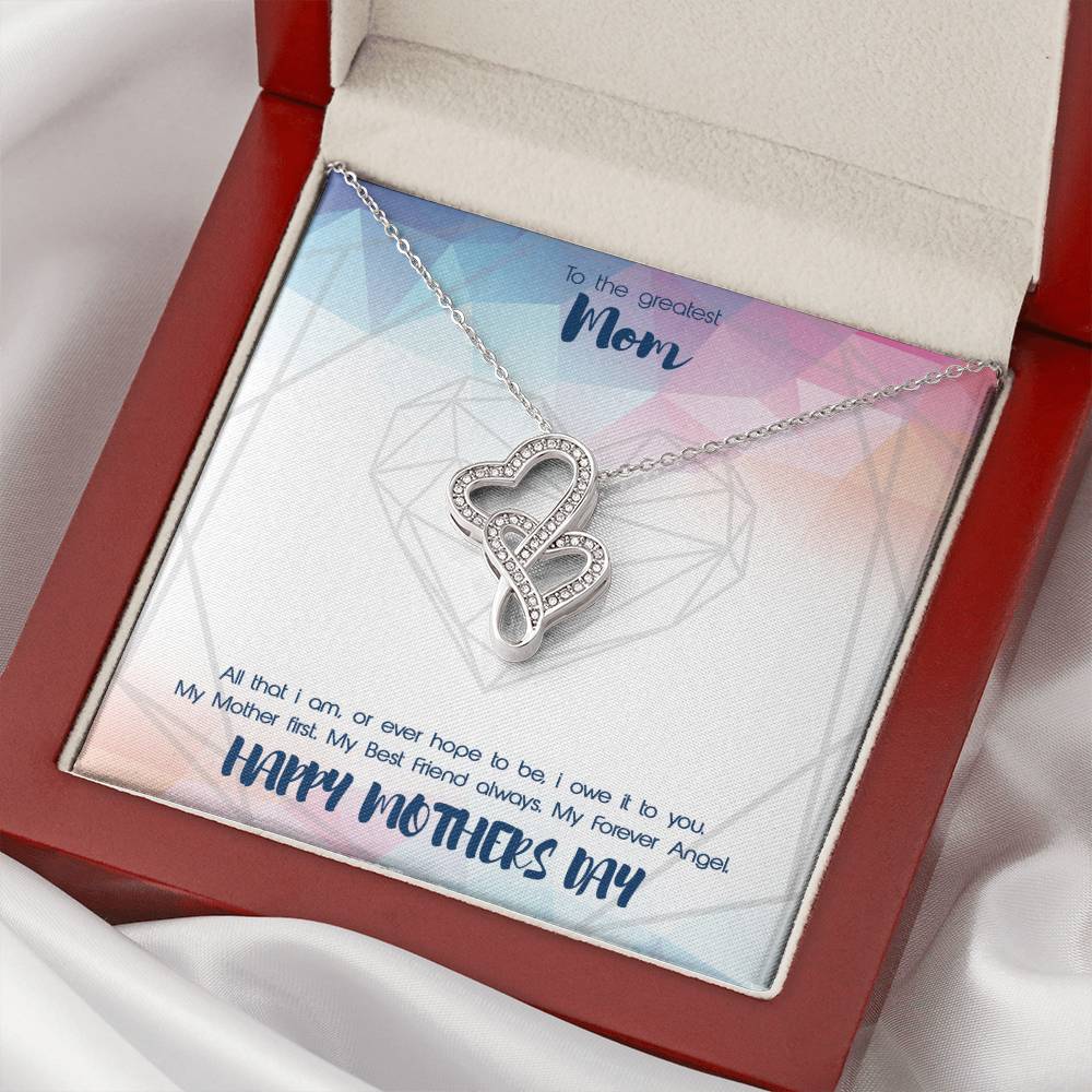 Greatest Mom Double Hearts Mothers Day Gift Necklace Double Hearts Necklace