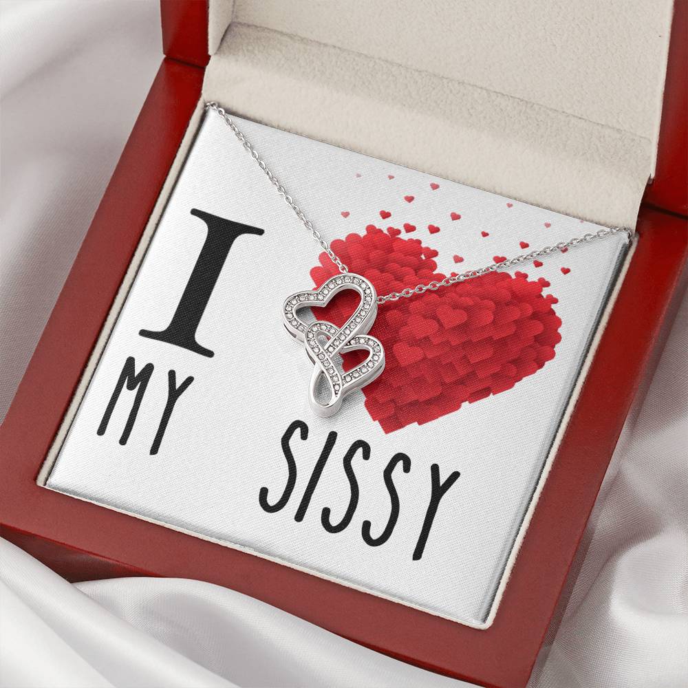 I Love My Sissy Sister Double Hearts Cz Necklace Valentines Day Or Birthday Heartfelt Keepsake Gift Double Hearts Necklace