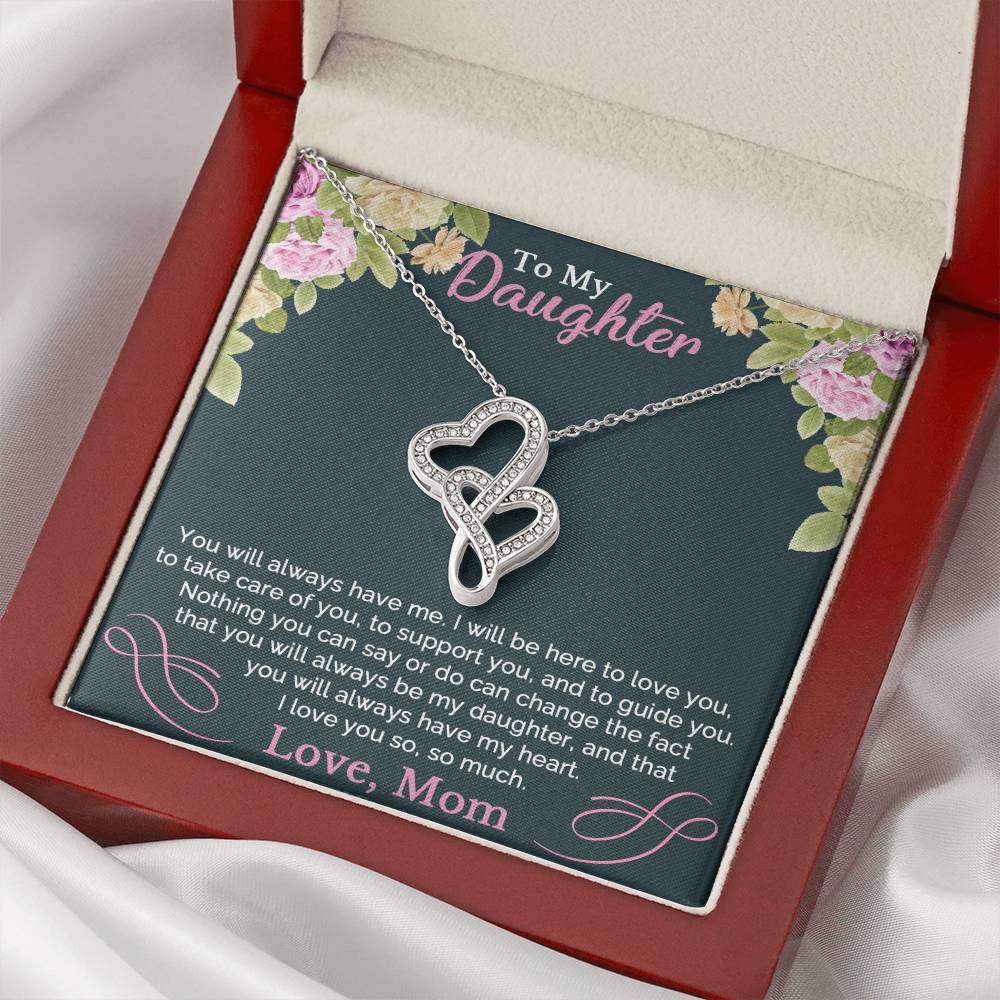 To My Daughter Necklace From Mom Double Hearts Necklace