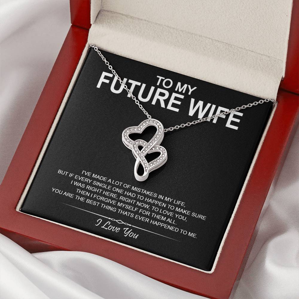 To My Future Wife - I Love You Message - Tmfw16 Double Hearts Necklace