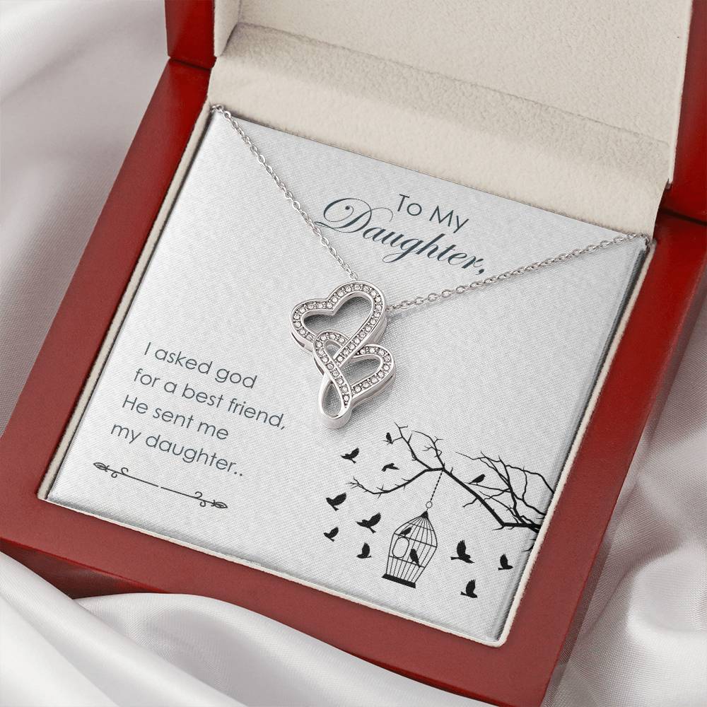 To My Daughter - 3 Double Hearts Necklace