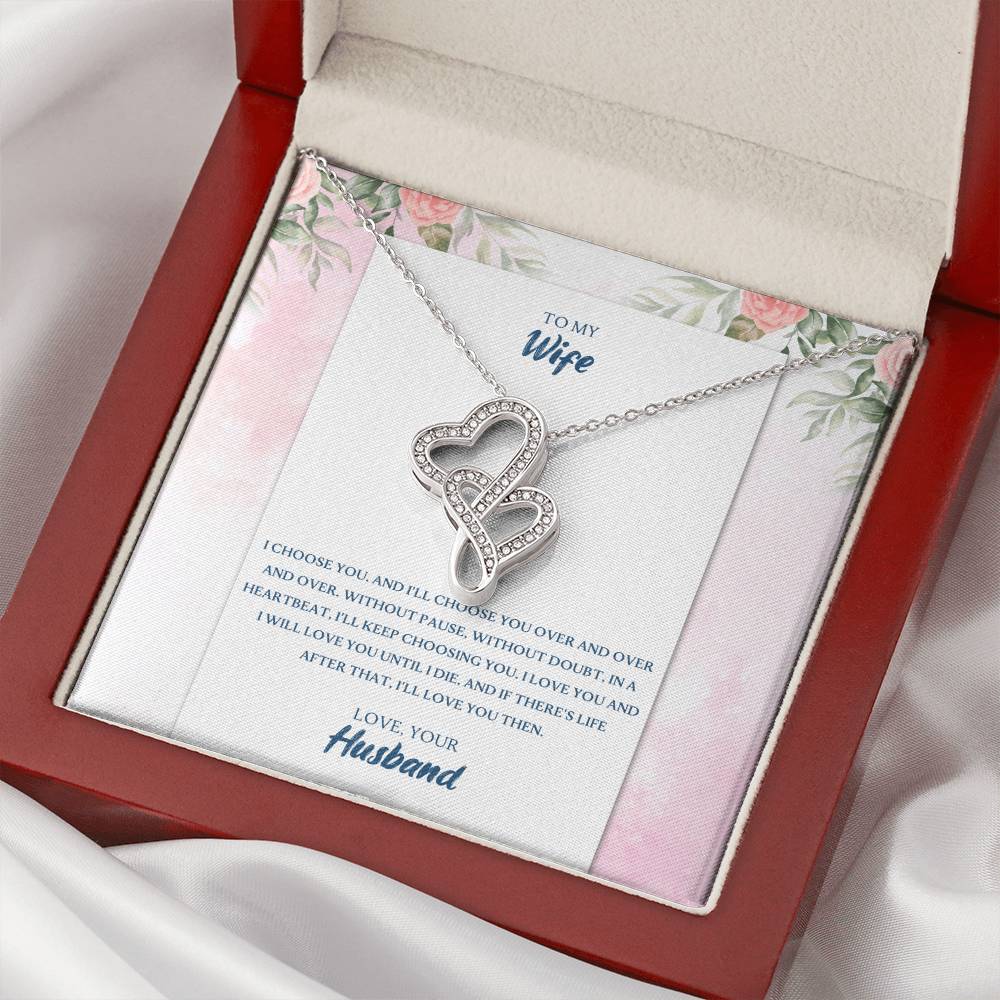 I Choose You - To My Wife Double Hearts Necklace