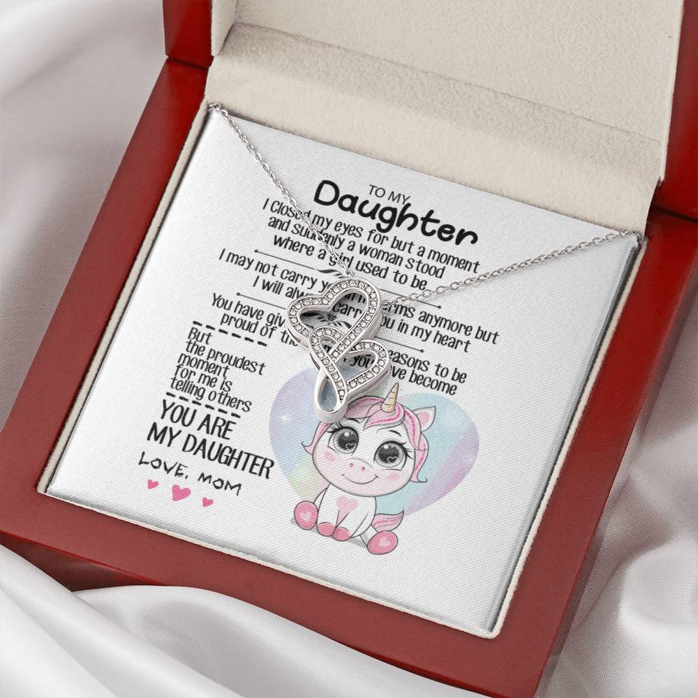 To My Daughter 4 Double Hearts Necklace