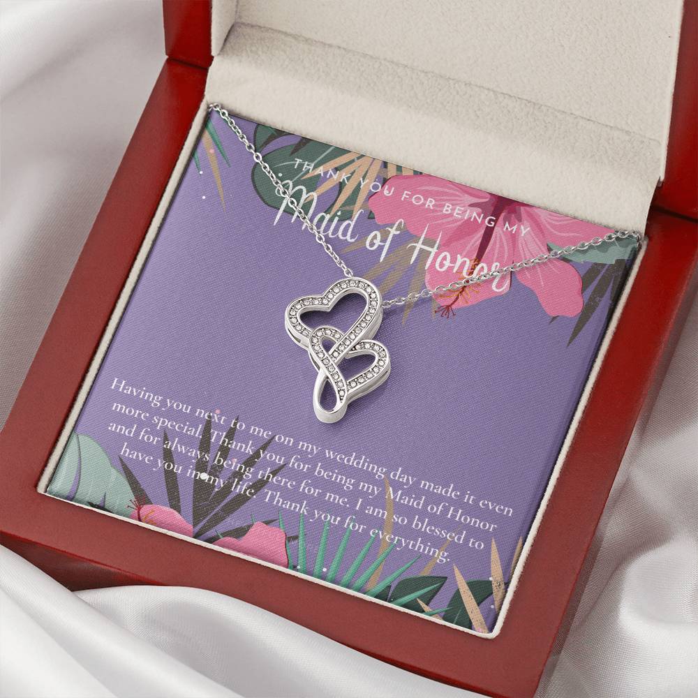 Maid Of Honor Thank You Gift From Bride Bridesmaid Gift Maid Of Honor Gift Necklace Matron Of Honor Gift Thank You Gif 2 Double Hearts Necklace