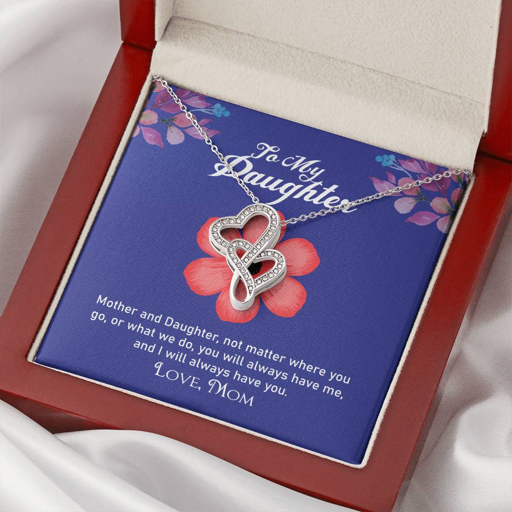 To My Daughter Necklace - Mom To Daughter Double Heart Necklace Gift - Mom And Daughter Always Remember Gift From Mom  1 Double Hearts Necklace