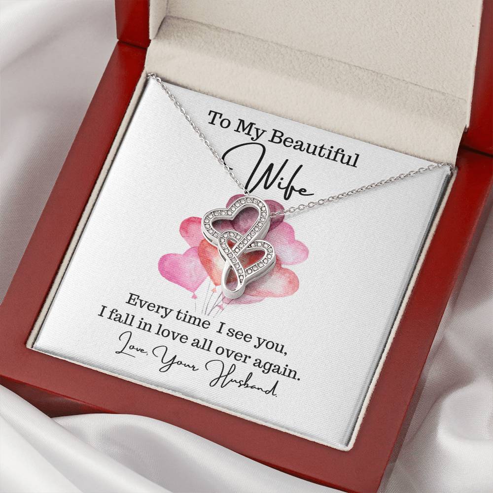 Husband To Wife -Necklace For Gift Double Hearts Necklace