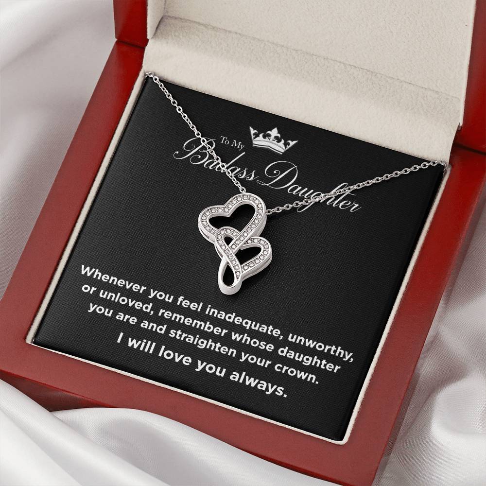 To My Badass Daughter Joined Hearts Necklace Double Hearts Necklace