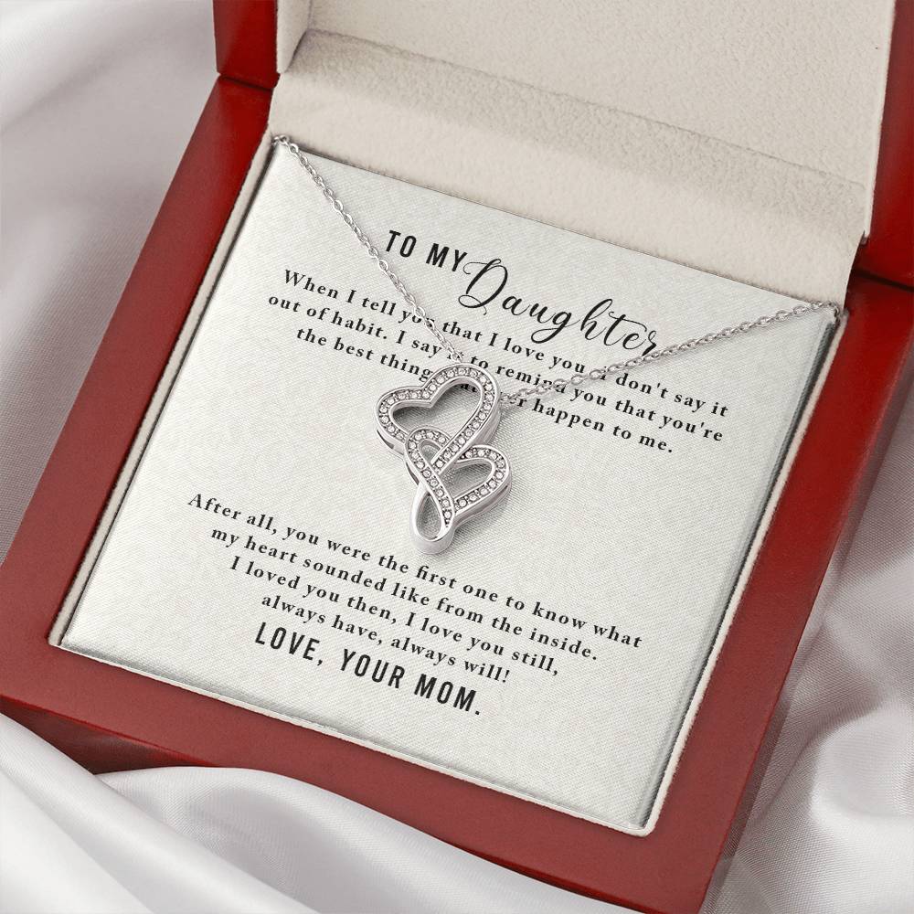 To My Daughter 1 Double Hearts Necklace