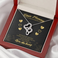 Dear Mommy - Love The Bump Black Double Hearts Necklace