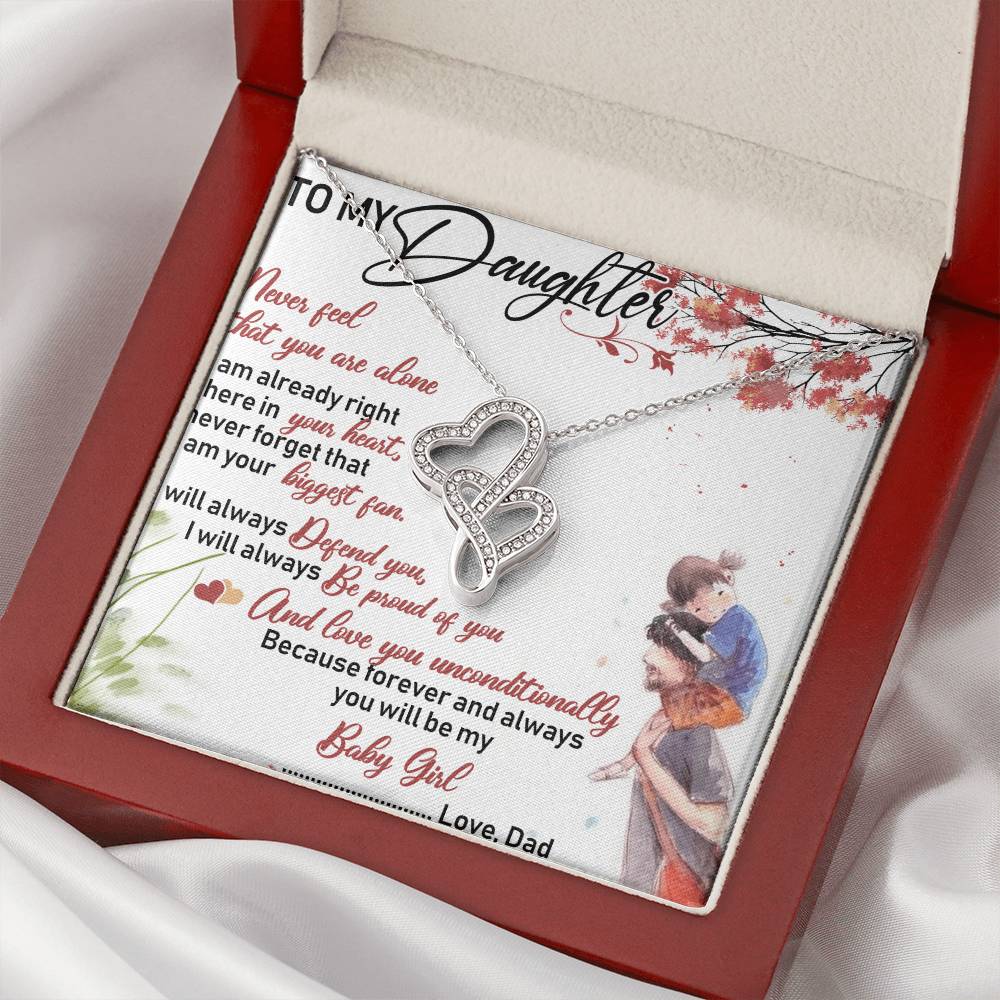 To My Daughter Necklace Christmas Gift From Dad - Forever Love Daughter Necklace On Christmas Day - Dad And Daughter N 4 Double Hearts Necklace
