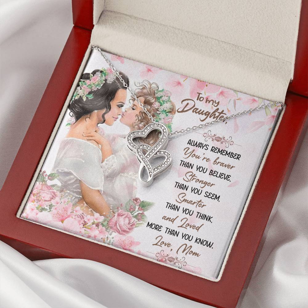 To My Daughter Necklace - Mom To Daughter Double Heart Necklace Gift - Mom And Daughter Always Remember Gift From Mom  7 Double Hearts Necklace