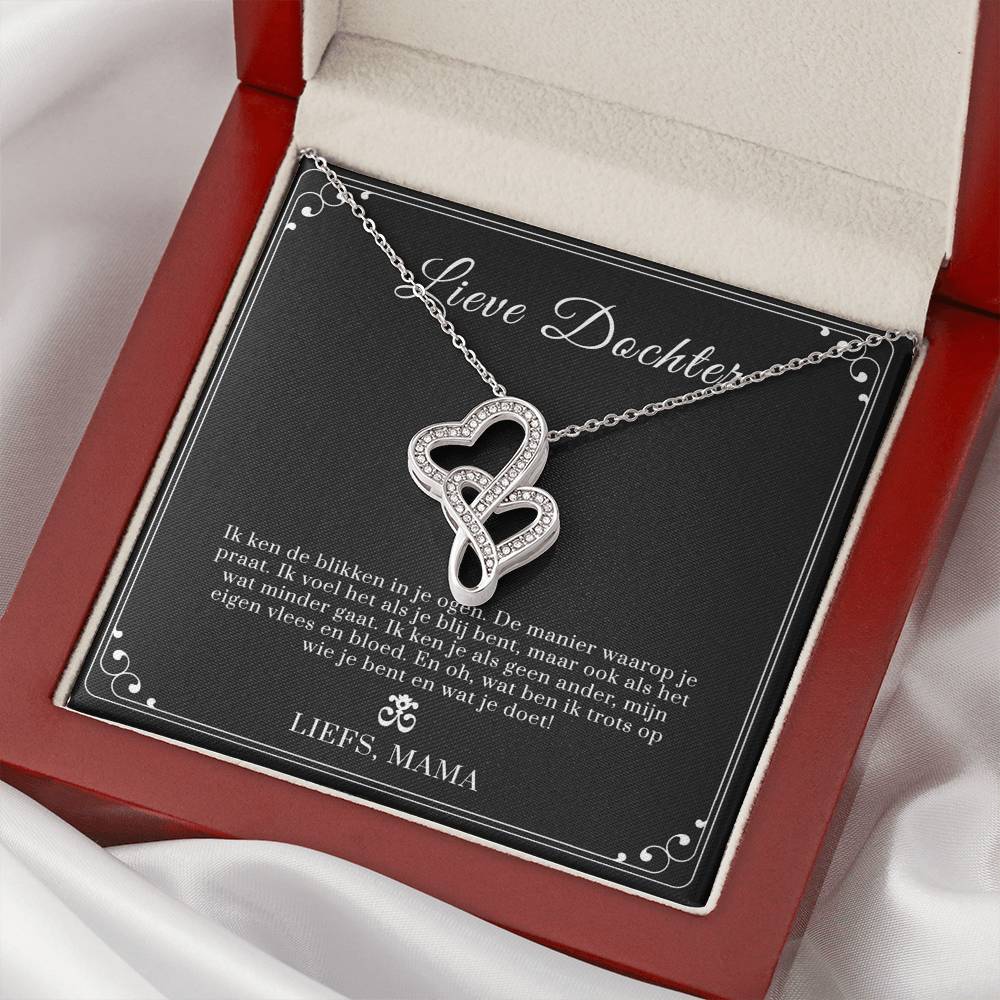 Sweetest Hearts Necklace Pendant My Daughter Gift From Mom Birthday Gift For Daughter Present For Daughter To My Daugh Double Hearts Necklace