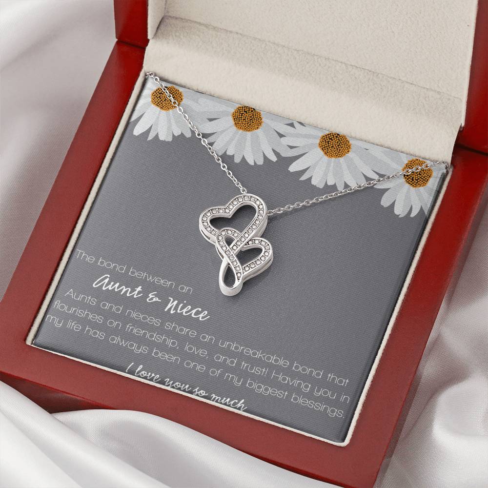 The Bond Between Aunt & Niece Double Hearts Necklace
