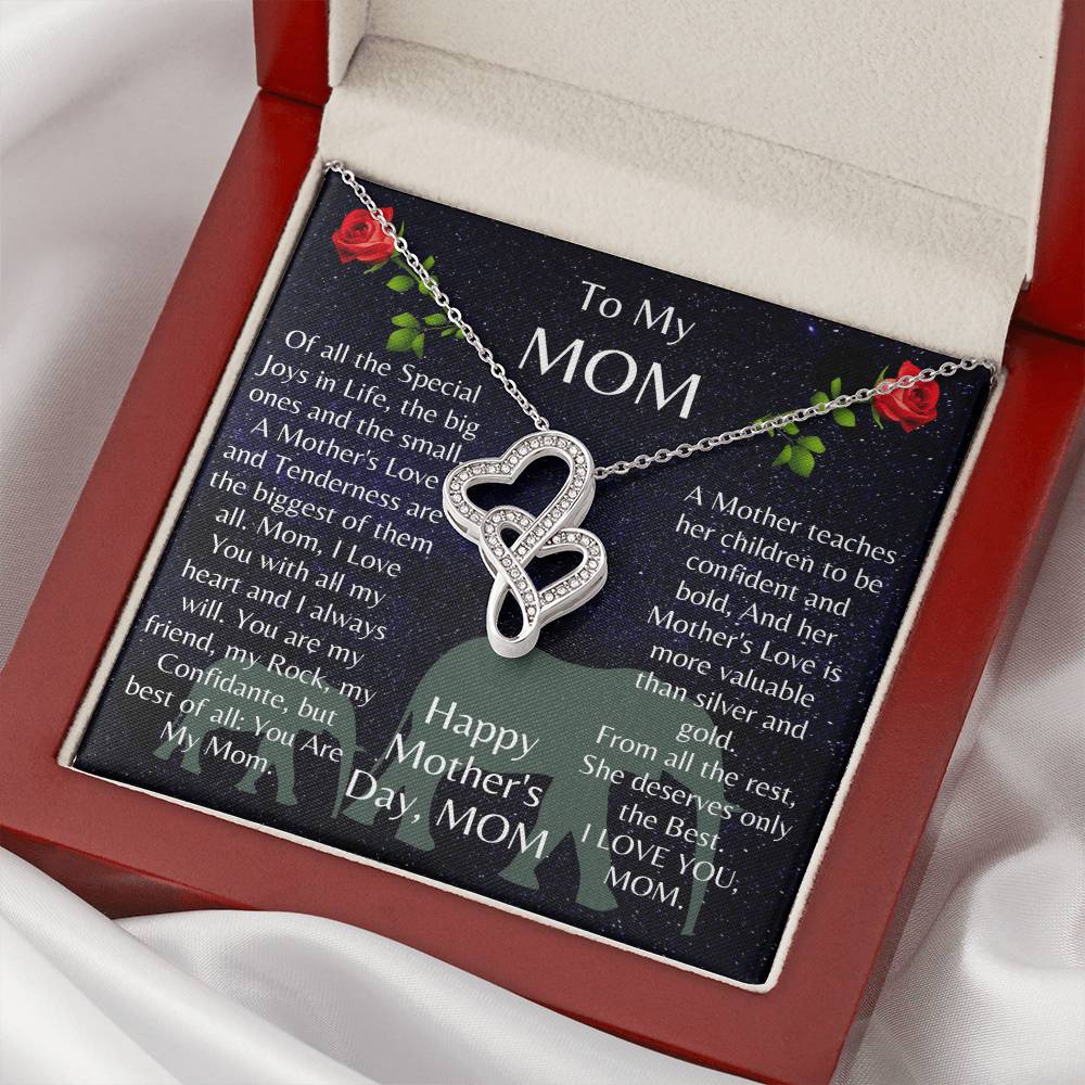 Exquisitely Beautiful The  For Mom 🌹💖 Double Hearts Necklace