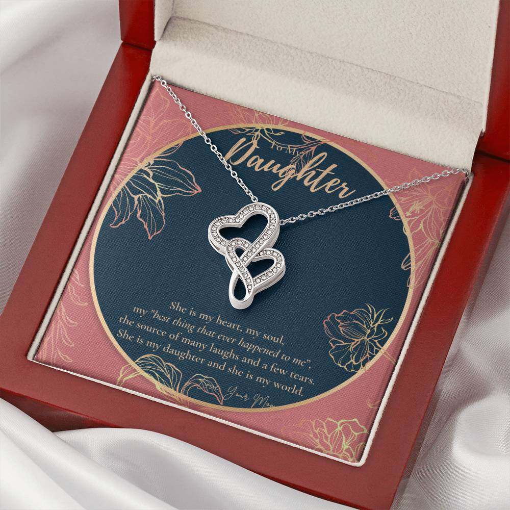 To Daughter From Dad 2 Double Heart Necklace Gift - Daughter Gift - To My Daughter Necklace From Mom - To My Daughter  1 Double Hearts Necklace