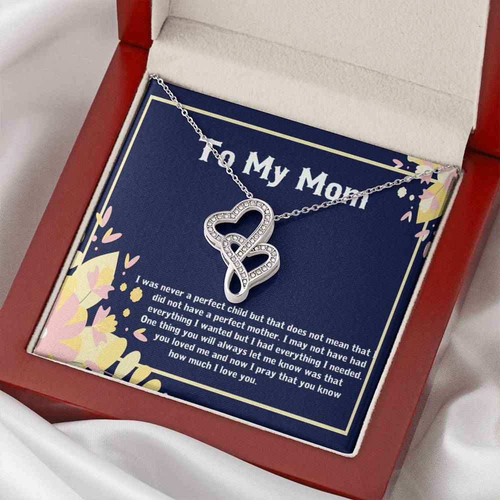 Mom Necklace Mother Necklace Mom Gift Mother's Day Gift Mother's Day Necklace Mother Daughter Gift 2 Interlocking Hear Double Hearts Necklace