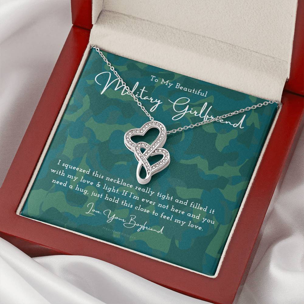Army Girlfriend Gift Best Military Girlfriend In The World Deployment Gift Gift For Military Girlfriend Military Deplo 1 Double Hearts Necklace