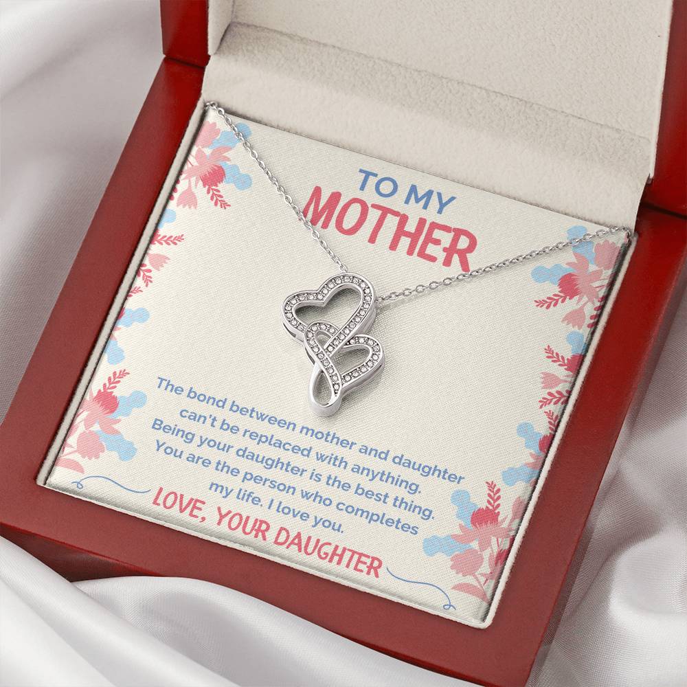 Daughter To Mom Necklace 1 Double Hearts Necklace