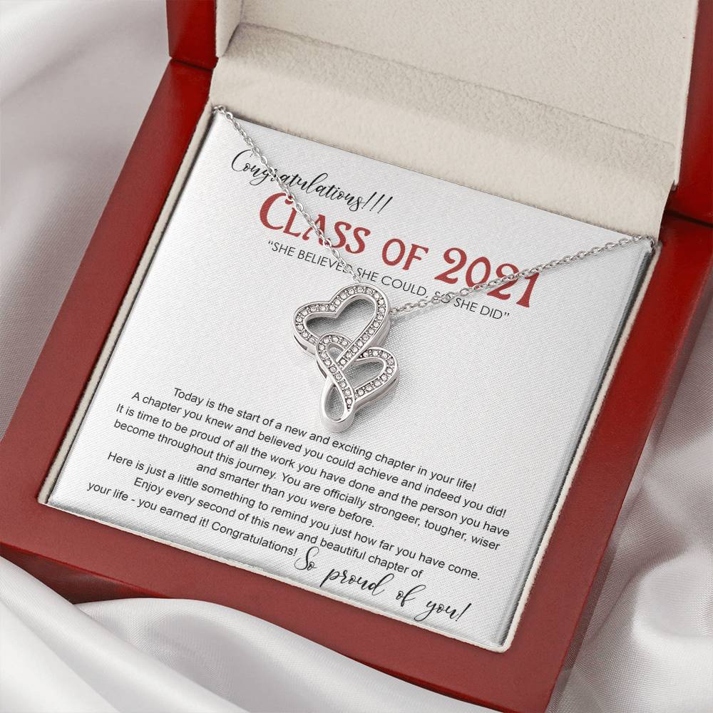 Class Of 2021 Graduation Gift Necklace College Graduation Gifts Graduation Gifts For Girls Daughter Granddaughter Niec Double Hearts Necklace