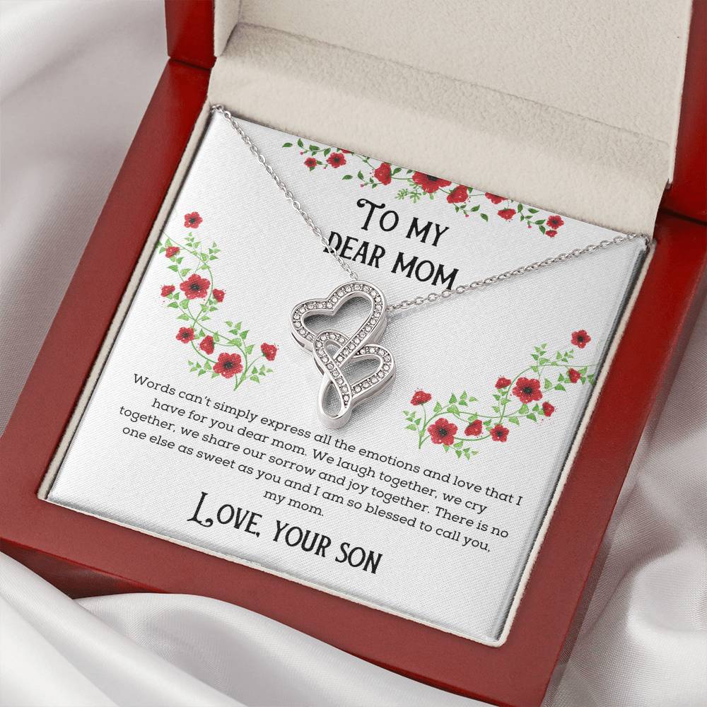 To My Dear Mom Happy Mother's Day Double Hearts Necklace